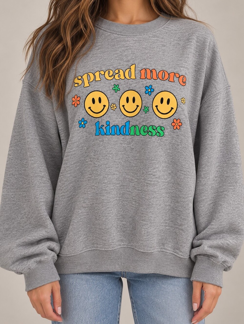 Streetwear Society Spread More Kindness Smiley Graphic Grey Sweatshirt Size XL/T